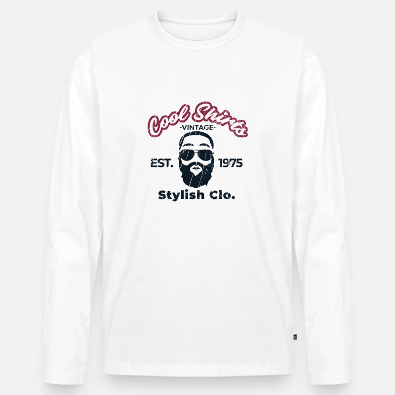 Hipster - Männer Premium Bio Langarmshirt - Weiß