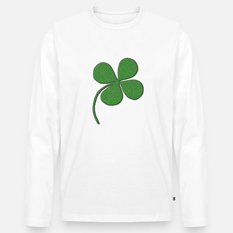 Kleeblatt vierblaettrig 3d - Männer Premium Bio Langarmshirt - Weiß