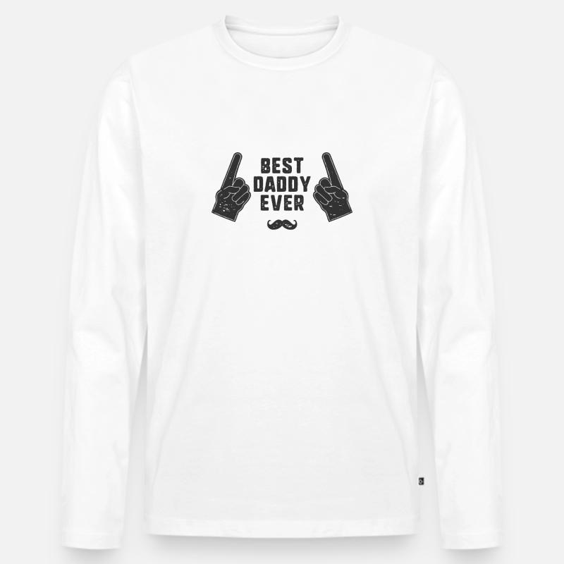 BEST DADDY EVER - Männer Premium Bio Langarmshirt - Weiß