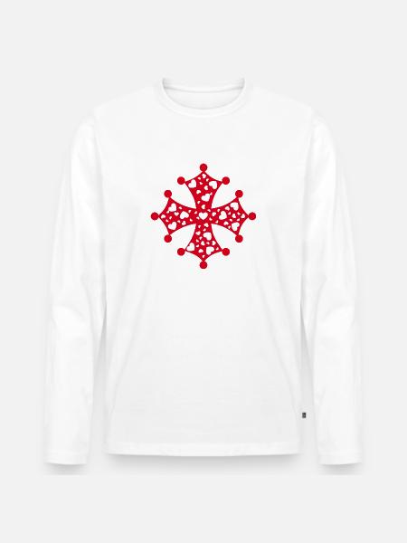 Occitan Heart Cross - Men's Premium Organic Long Sleeve Shirt - white