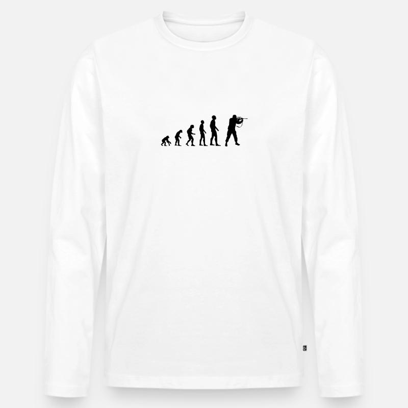 Evolution desmenschen Soldat Kämpfer Waffe - Männer Premium Bio Langarmshirt - Weiß
