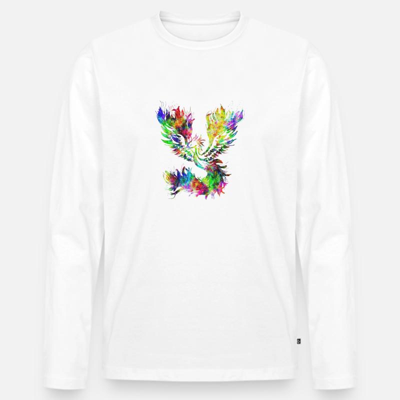 Psychedelischer Phönix - Männer Premium Bio Langarmshirt - Weiß