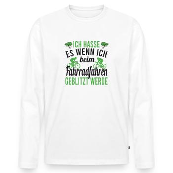 Fahrrad Fahren Radfahren lustige Geblitzt Geschenk - Männer Premium Bio Langarmshirt - Weiß - Vorne - Nico (187cm)