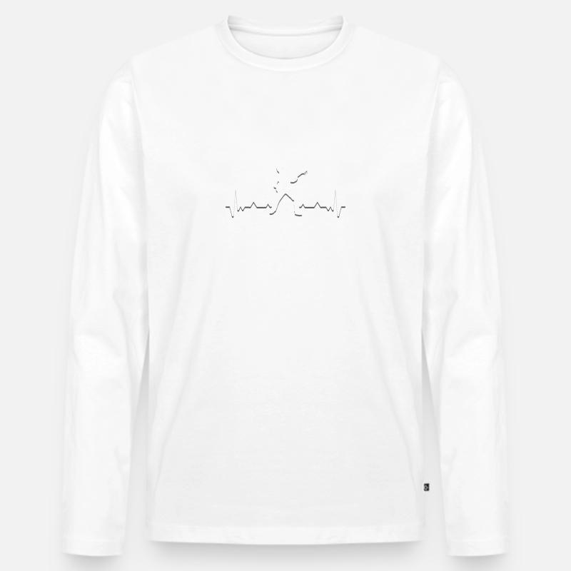 E Gitarre Herzschlag - Männer Premium Bio Langarmshirt - Weiß