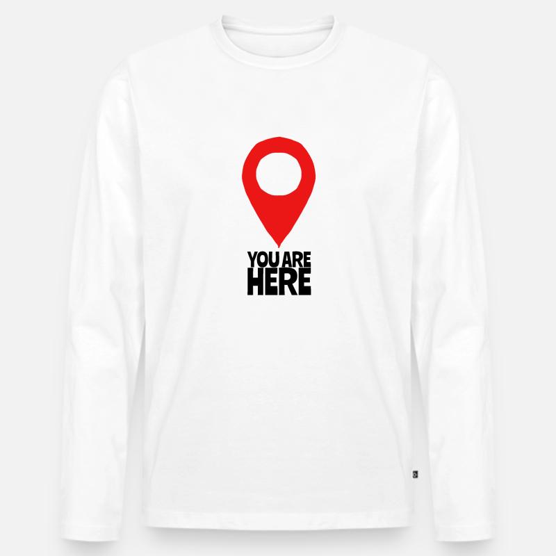 Du bist hier - Männer Premium Bio Langarmshirt - Weiß