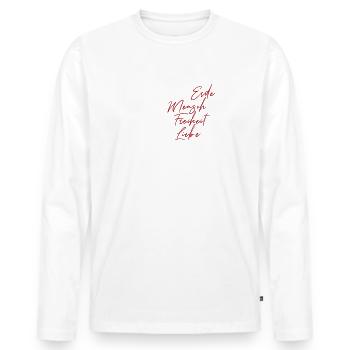 Lieu de naissance terre race humaine - T-shirt manches longues Premium bio Homme - blanc - Devant - Nico (187cm)