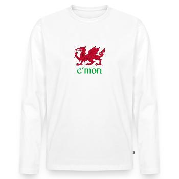Dragon of Wales Flagge Welsh Cymru Flags Mittelalter Wir - Männer Premium Bio Langarmshirt - Weiß - Vorne - Nico (187cm)