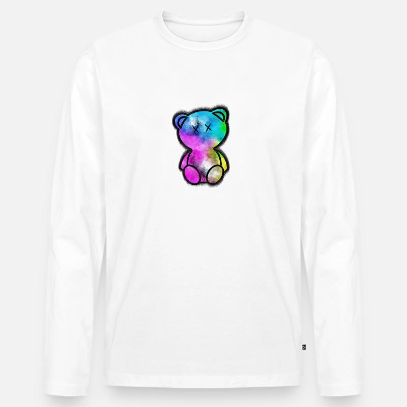 Patchy Bear 60 - Männer Premium Bio Langarmshirt - Weiß