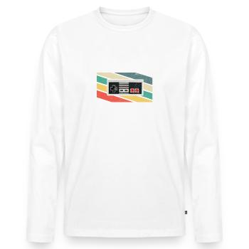 Level 40 Unlocked Video Gamer 40th Birthday Retro - Men's Premium Organic Long Sleeve Shirt - white - Front - Nico (187cm)