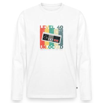 Level 40 Unlocked Video Gamer 40th Birthday Retro - Men's Premium Organic Long Sleeve Shirt - white - Front - Nico (187cm)