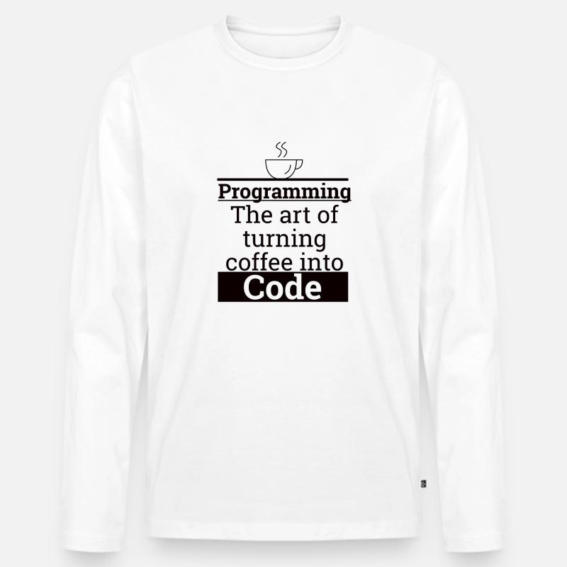 « Programming Coffee to Code » | Programmeurs T-shirt manches longues Premium bio Homme