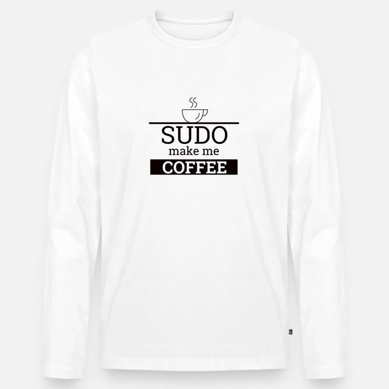 "Sudo make me Coffee" | Linux, Informatik, Admin - Männer Premium Bio Langarmshirt - Weiß