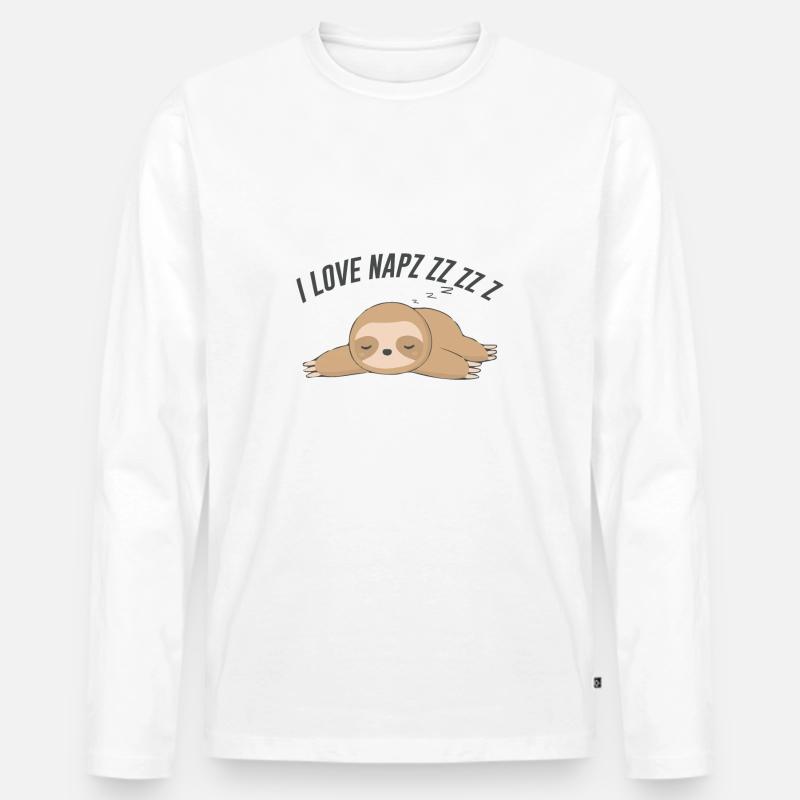 Sloth - Männer Premium Bio Langarmshirt - Weiß