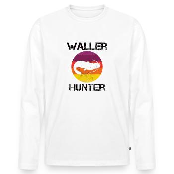 Chasseur de poisson-chat pêche-chat pêcheur pêcheur cadeau - T-shirt manches longues Premium bio Homme - blanc - Devant - Nico (187cm)