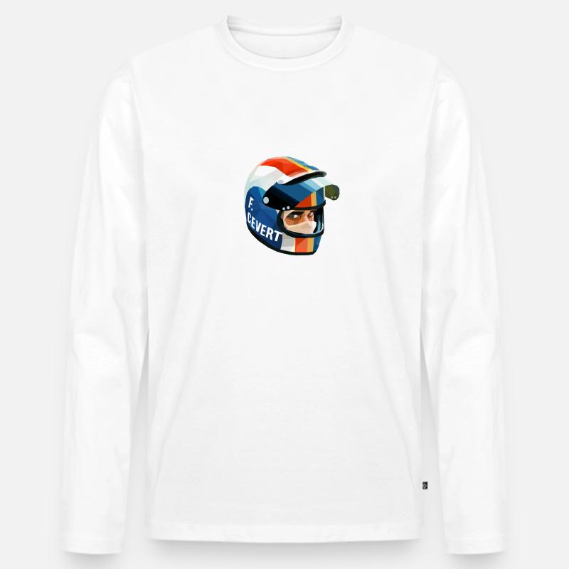 Francois Cevert Helmet - Männer Premium Bio Langarmshirt - Weiß