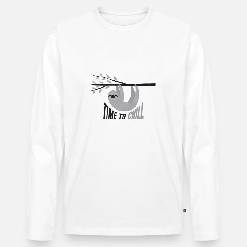 Sloth - Männer Premium Bio Langarmshirt - Weiß