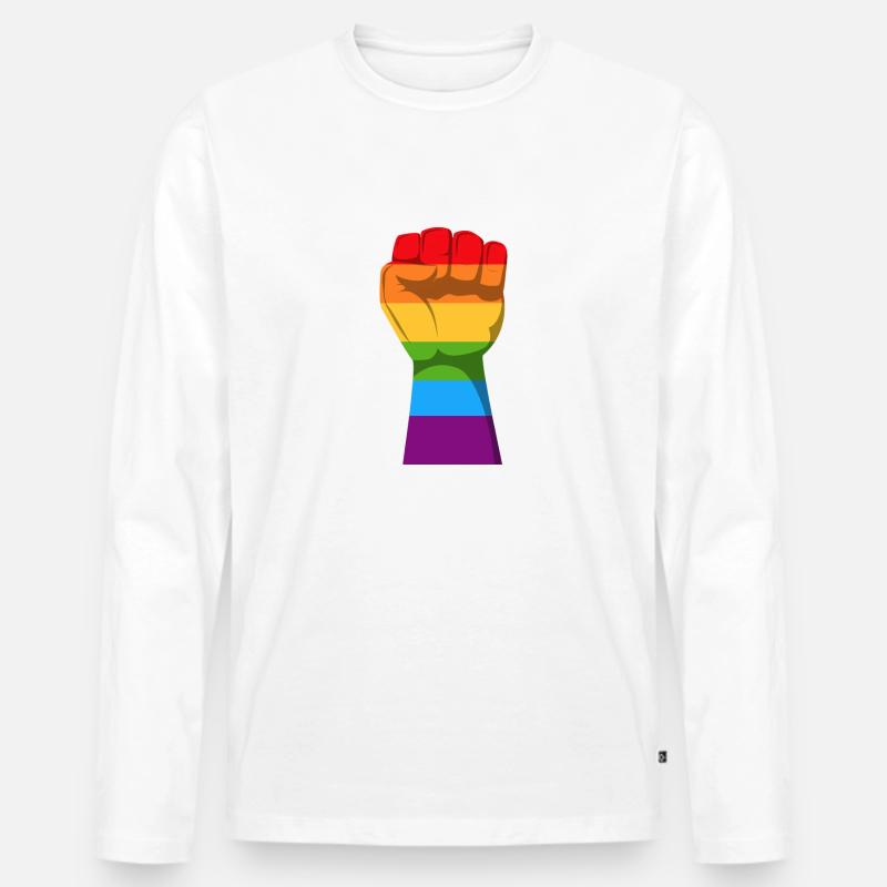 Rainbow - Männer Premium Bio Langarmshirt - Weiß