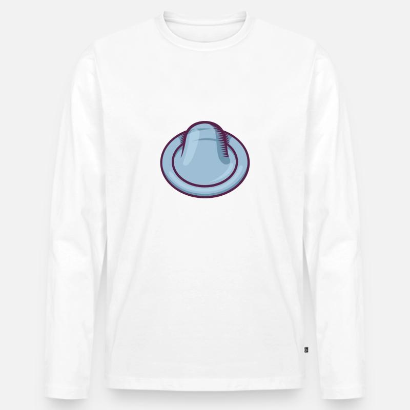 Blaues Kondom - Männer Premium Bio Langarmshirt - Weiß