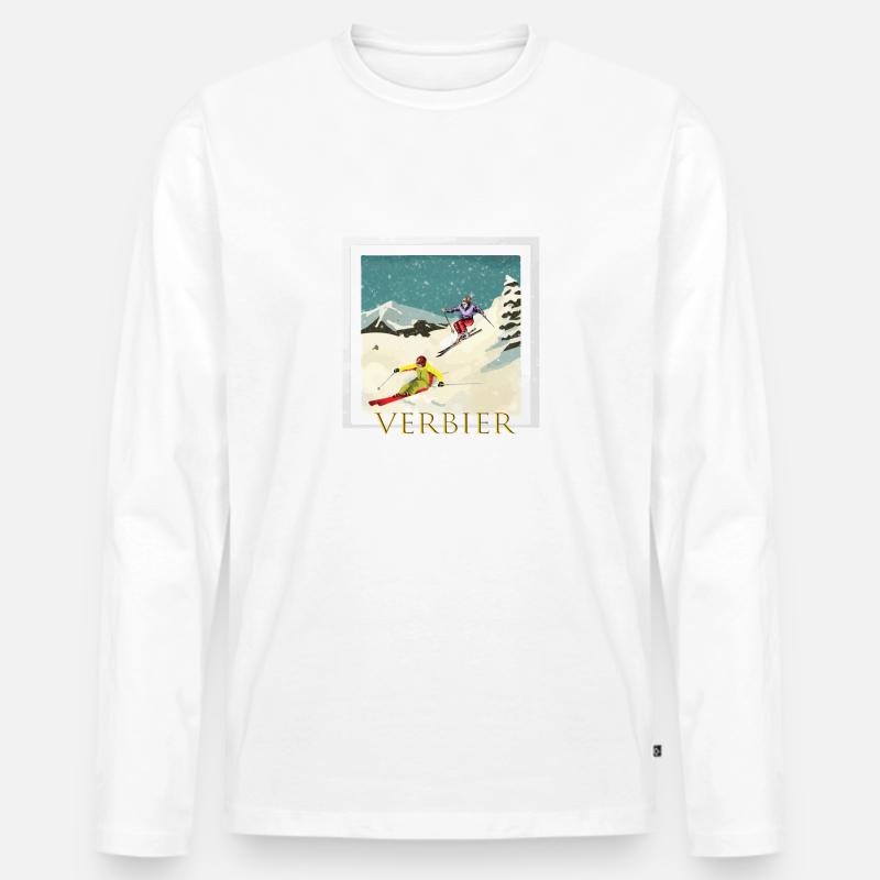 Ski - Männer Premium Bio Langarmshirt - Weiß