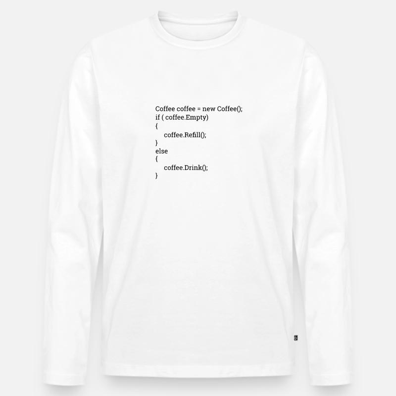 "Coffee and Code" | Programmierer, Programmer - Männer Premium Bio Langarmshirt - Weiß