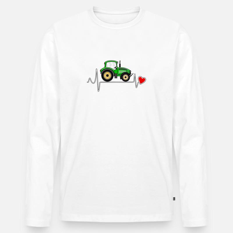 HERZSCHLAG TRAKTOR - Männer Premium Bio Langarmshirt - Weiß