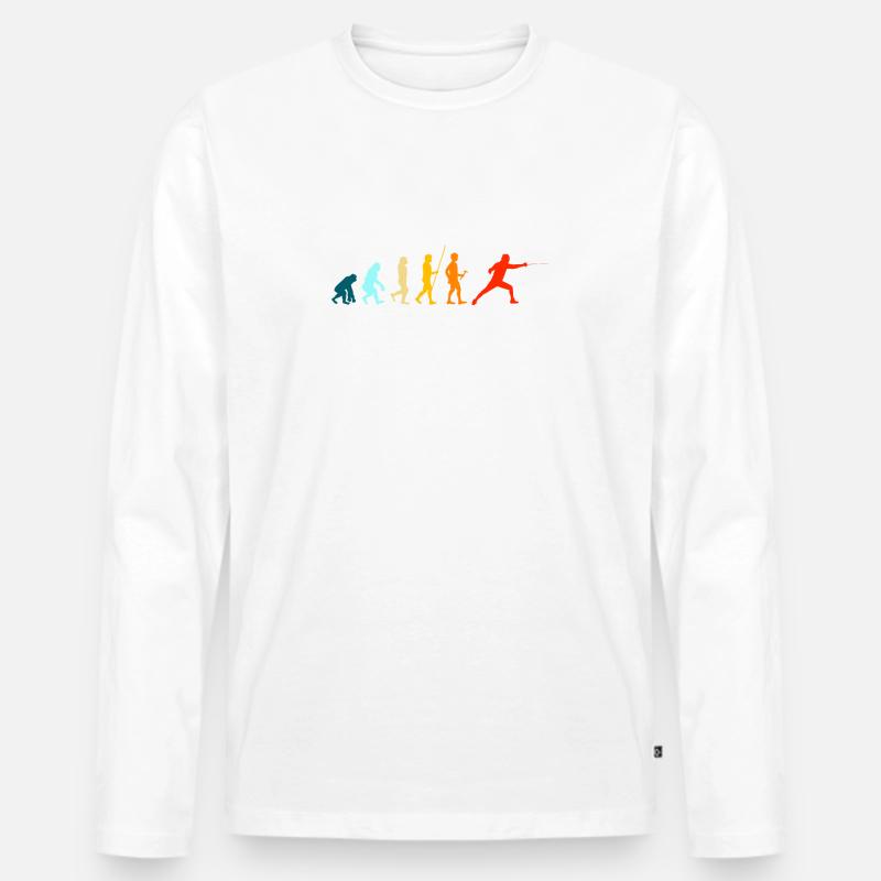 Evolution Fechter Fechten Hobby Training - Männer Premium Bio Langarmshirt - Weiß