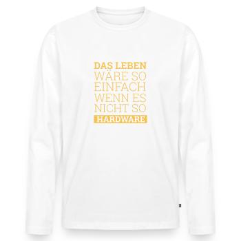 "Wenn das leben nicht so Hardware" | Informatiker - Männer Premium Bio Langarmshirt - Weiß - Vorne - Nico (187cm)