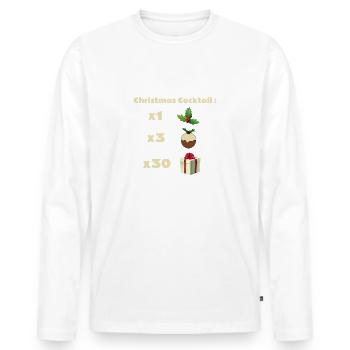 Weihnachtscocktail, Cocktail-Rezept, Holly, Kuchen - Männer Premium Bio Langarmshirt - Weiß - Vorne - Nico (187cm)