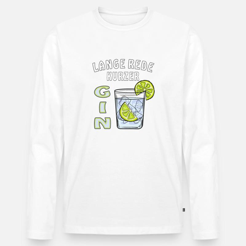 LANGE REDE KURZER GIN - Männer Premium Bio Langarmshirt - Weiß