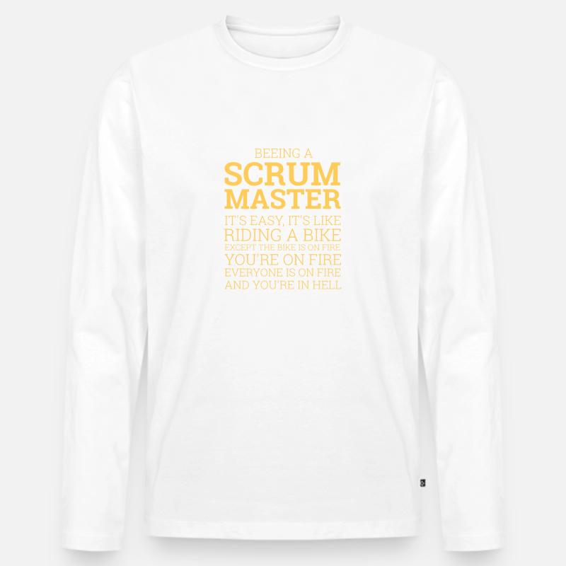 "Scrum Master - Riding a Bike" | Programmierer - Männer Premium Bio Langarmshirt - Weiß