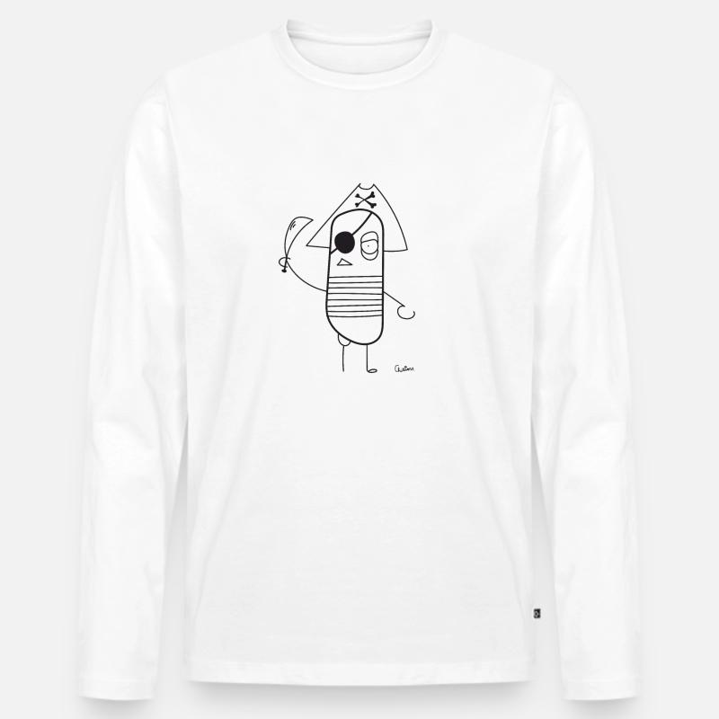 Chillions Pirat - Männer Premium Bio Langarmshirt - Weiß