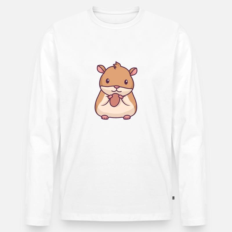 Hamster mit einer Nuss - Männer Premium Bio Langarmshirt - Weiß