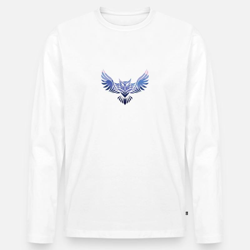 Eule mit Wald - Männer Premium Bio Langarmshirt - Weiß