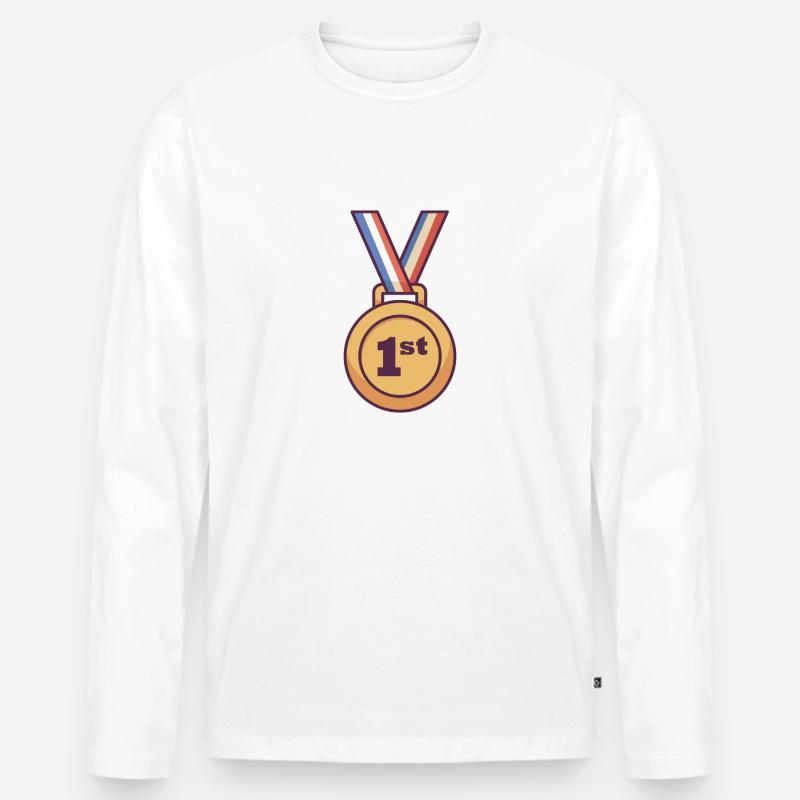 Erster Platz - Männer Premium Bio Langarmshirt - Weiß