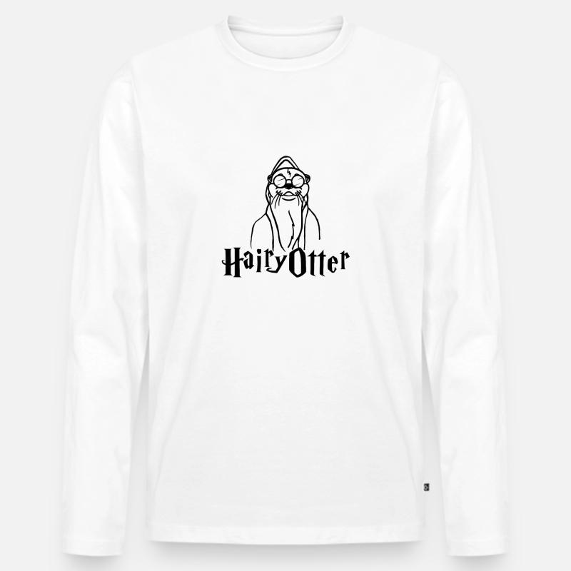 Hairy Otter - Männer Premium Bio Langarmshirt - Weiß