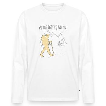 PILGER ES IST ZEIT ZU GEHEN - Männer Premium Bio Langarmshirt - Weiß - Vorne - Nico (187cm)
