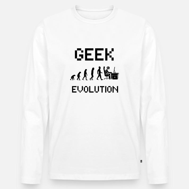 Geek evolution - Gamer evolution - Männer Premium Bio Langarmshirt - Weiß