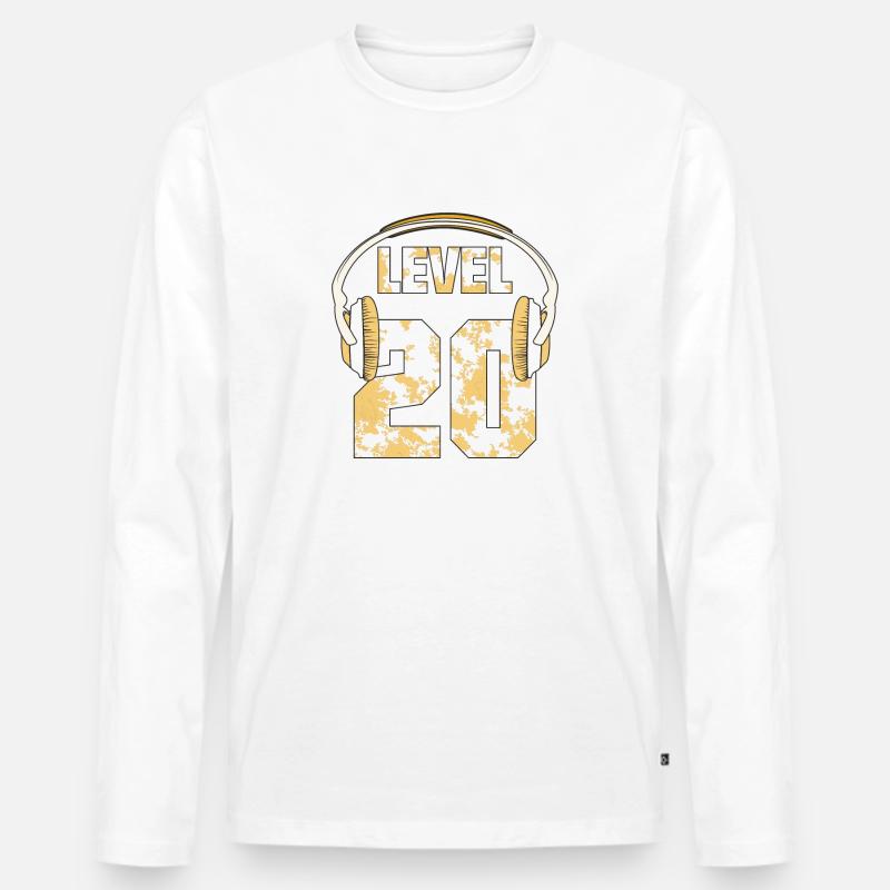 KOPFHÖRER LEVEL 20 - Männer Premium Bio Langarmshirt - Weiß