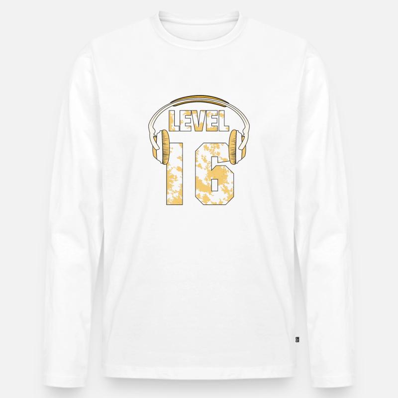 KOPFHÖRER LEVEL 16 - Männer Premium Bio Langarmshirt - Weiß