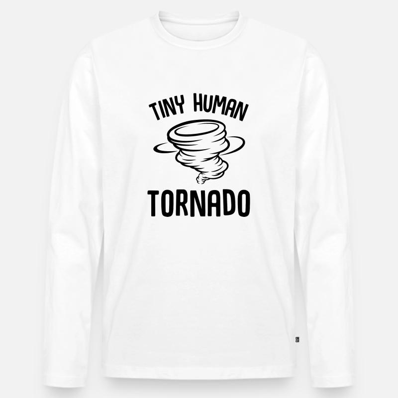 Tiny Human Tornado - Männer Premium Bio Langarmshirt - Weiß