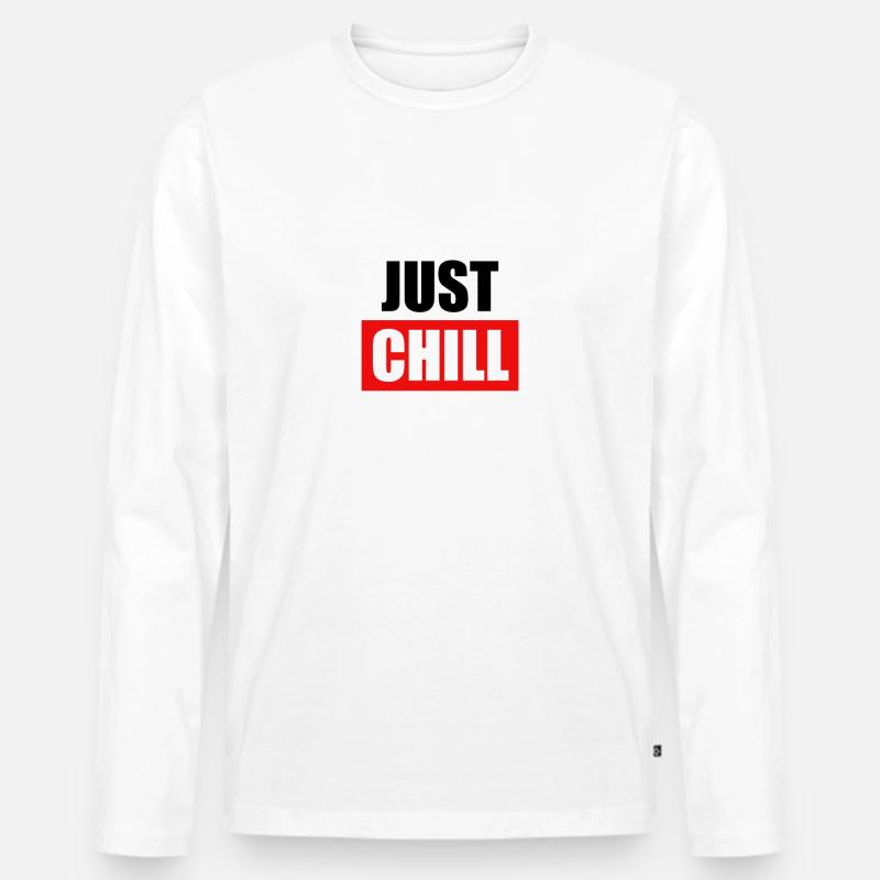Just Chill - Männer Premium Bio Langarmshirt - Weiß