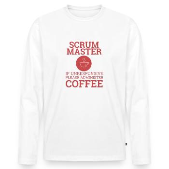 "Scrum Master" | Scrum Master - Men's Premium Organic Long Sleeve Shirt - white - Front - Nico (187cm)