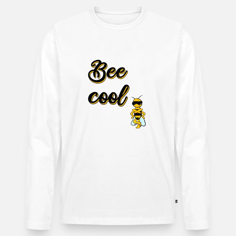 Bee cool Biene dunkle Schrift - Männer Premium Bio Langarmshirt - Weiß