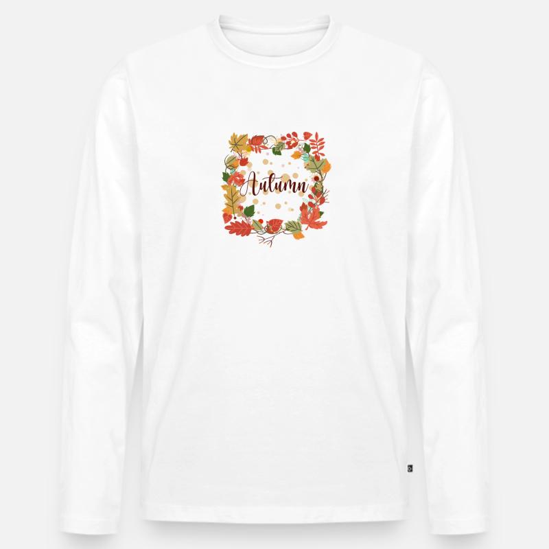 Herbstherbstblätter - Männer Premium Bio Langarmshirt - Weiß