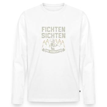 Fichten Sichten Und Vernichten Holzfäller - Männer Premium Bio Langarmshirt - Weiß - Vorne - Nico (187cm)