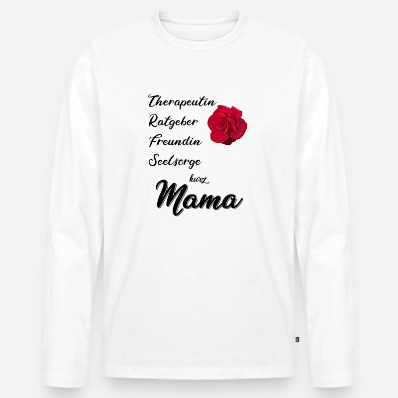 Muttertags Rose, Mama ich liebe dich - Männer Premium Bio Langarmshirt - Weiß
