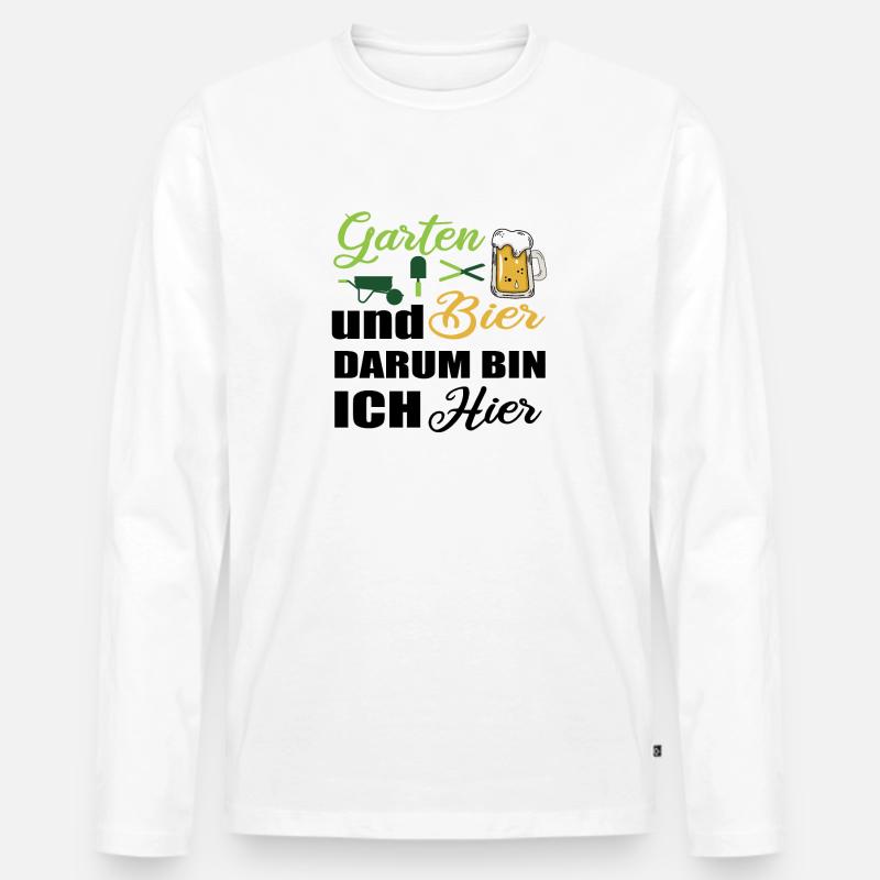 Garten und Bier - Männer Premium Bio Langarmshirt - Weiß