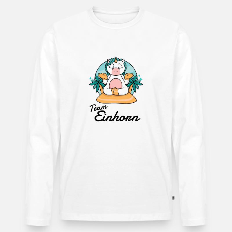 Team Einhorn - Männer Premium Bio Langarmshirt - Weiß