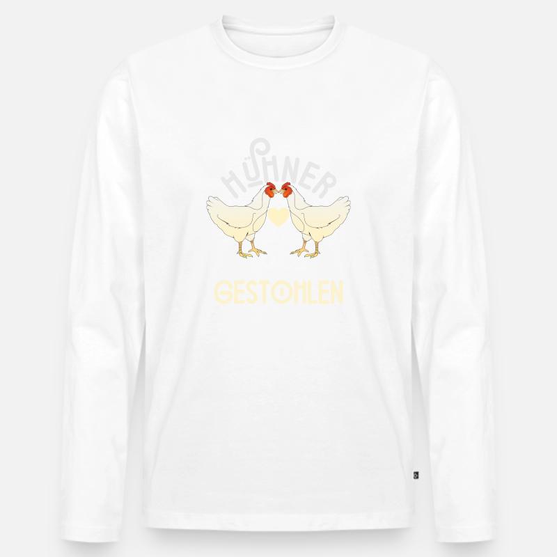 Hühnerstall Hühner Henne Bauer Geschenk - Männer Premium Bio Langarmshirt - Weiß