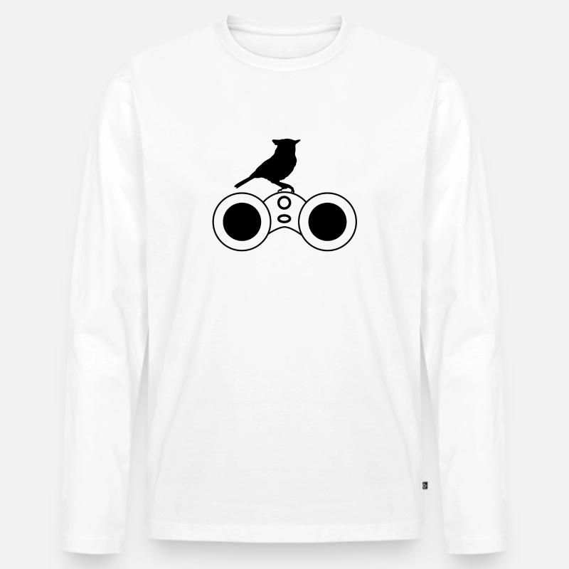 Fernglas mit Vogel - Männer Premium Bio Langarmshirt - Weiß